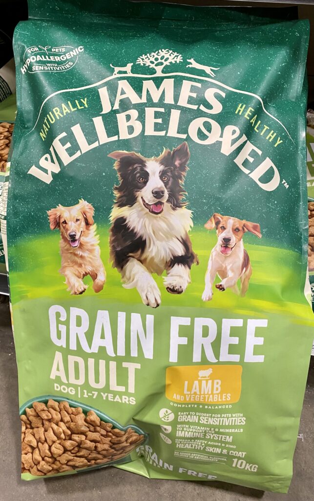 James Wellbeloved grain-free lamb and vegetables dog food