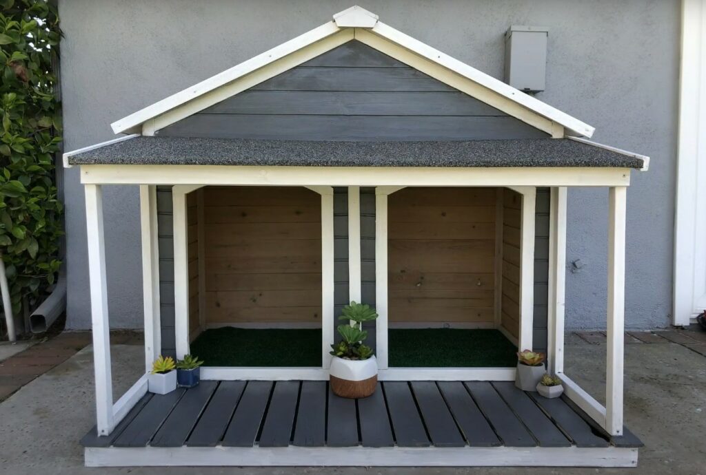 dog house that has been painted black